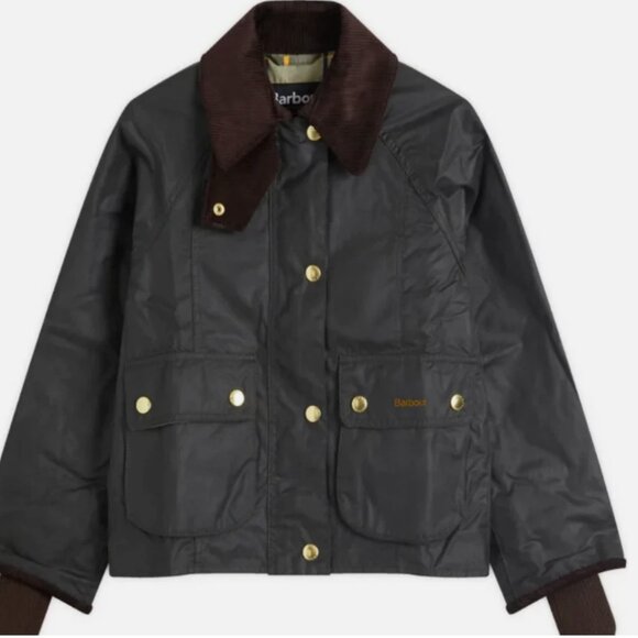 SAGE ~ Barbour Cropped Beadnell Ladies Wax Jacket MSRP$488 British Elegance - Picture 12 of 16